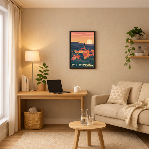 Affiche Saint Just d'Avray - Coucher de soleil