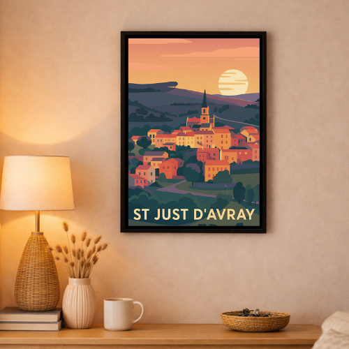 Affiche Saint Just d'Avray - Coucher de soleil
