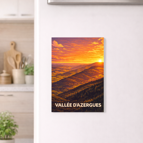 Magnet Vallée d'Azergues - Coucher de soleil - 68x45mm