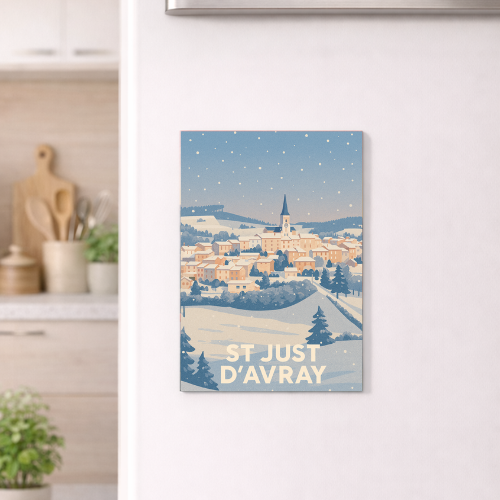 Magnet Saint Just d'Avray - Neige - 68x45mm